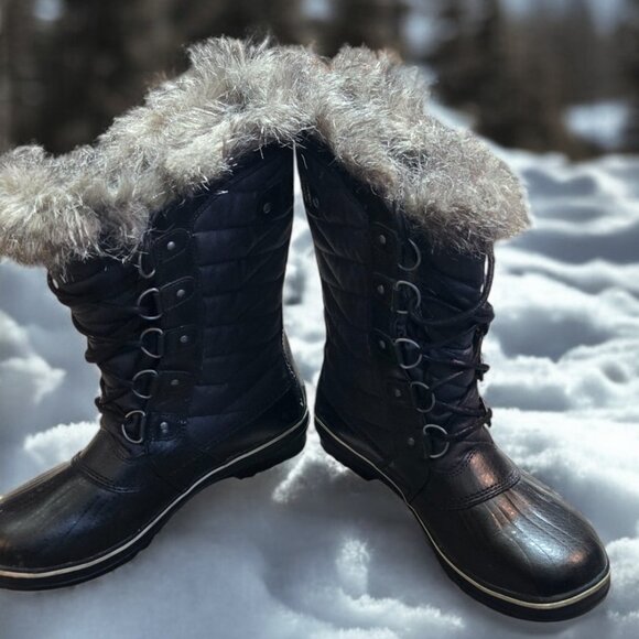 NWOT SOREL Tofino II Quilted Black Winter Waterproof Snow Tall Boots Size 10 - Picture 5 of 11